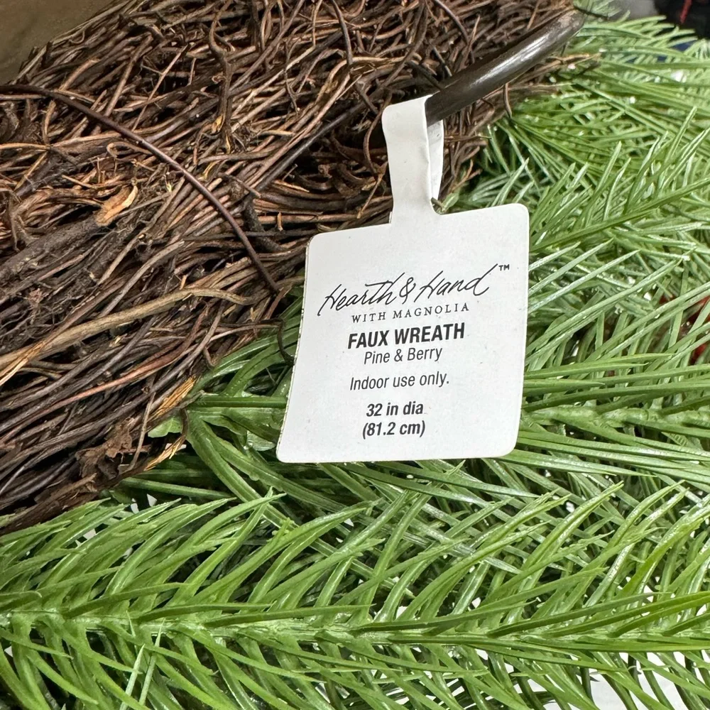 New! Hearth & Hand Magnolia Artificial 32” Faux Wreath Pine & Berry